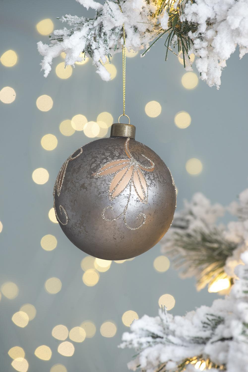 D3.9' Christmas Ball Ornaments, Glass Decorative Hanging Ball Christmas Tree Ornaments for Holiday Party Decorations, Set of 6