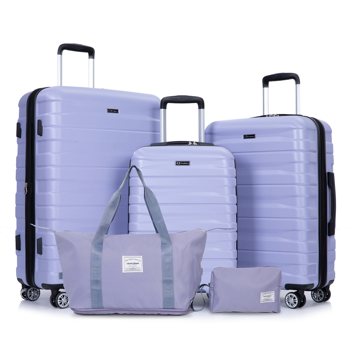 Luggage set of 5 pieces, expandable hard PC luggage set with TSA lock for rotating wheels, lightweight rolling luggage for men and women Light Purple