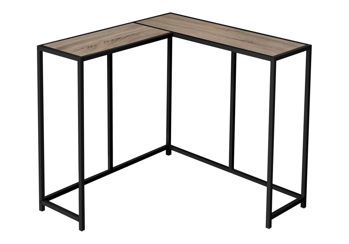 Accent Table, Console, Entryway, Narrow, Corner, Living Room, Bedroom, Brown Laminate, Black Metal, Contemporary, Modern