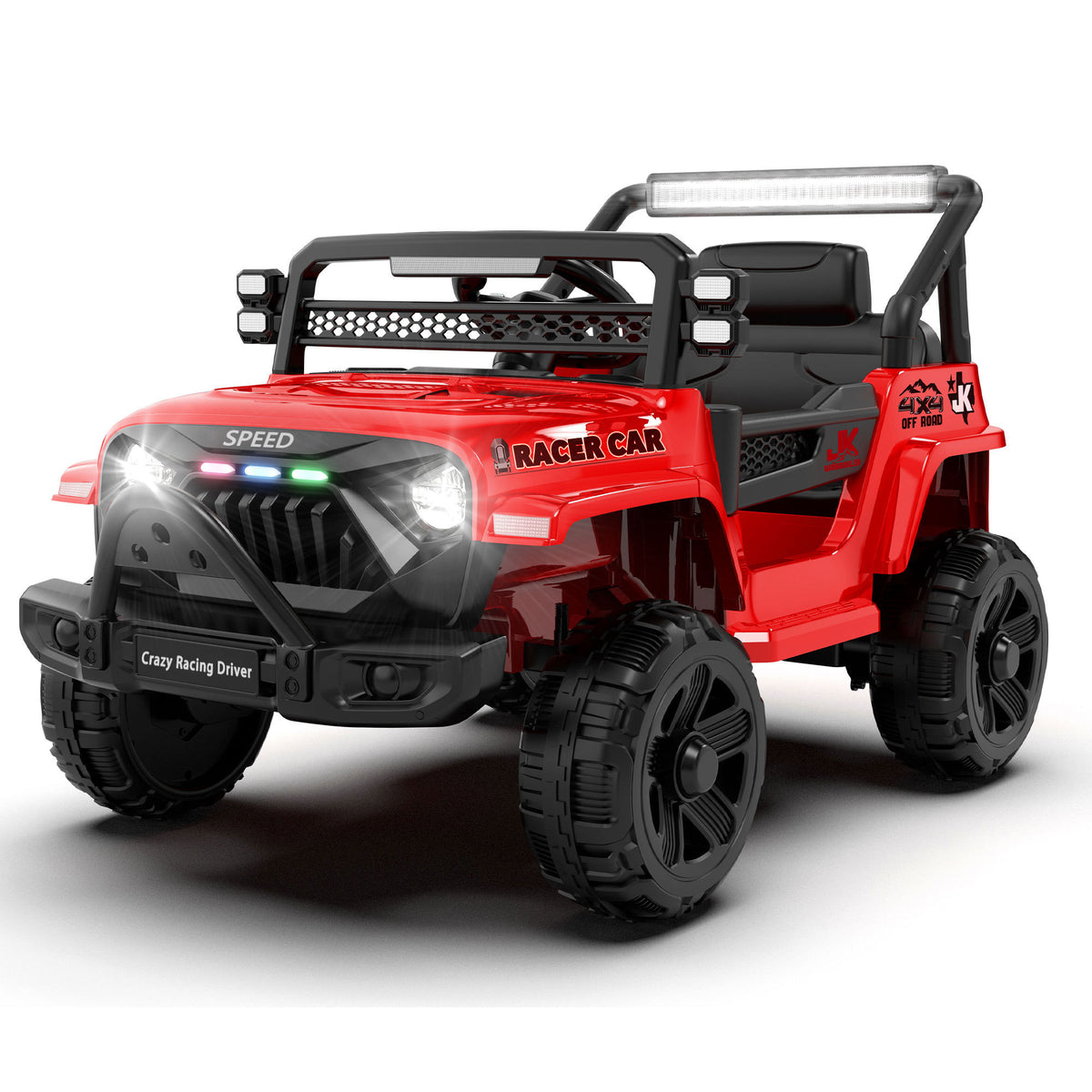 12V Kids Ride On Electric Truck Car W/Parents Control,2WD,Four-wheel suspension,Early education function,Adjustable volume,USB,MP3,Bluetooth,Microphone jack,Power display,LED lights For kids aged 1-4.