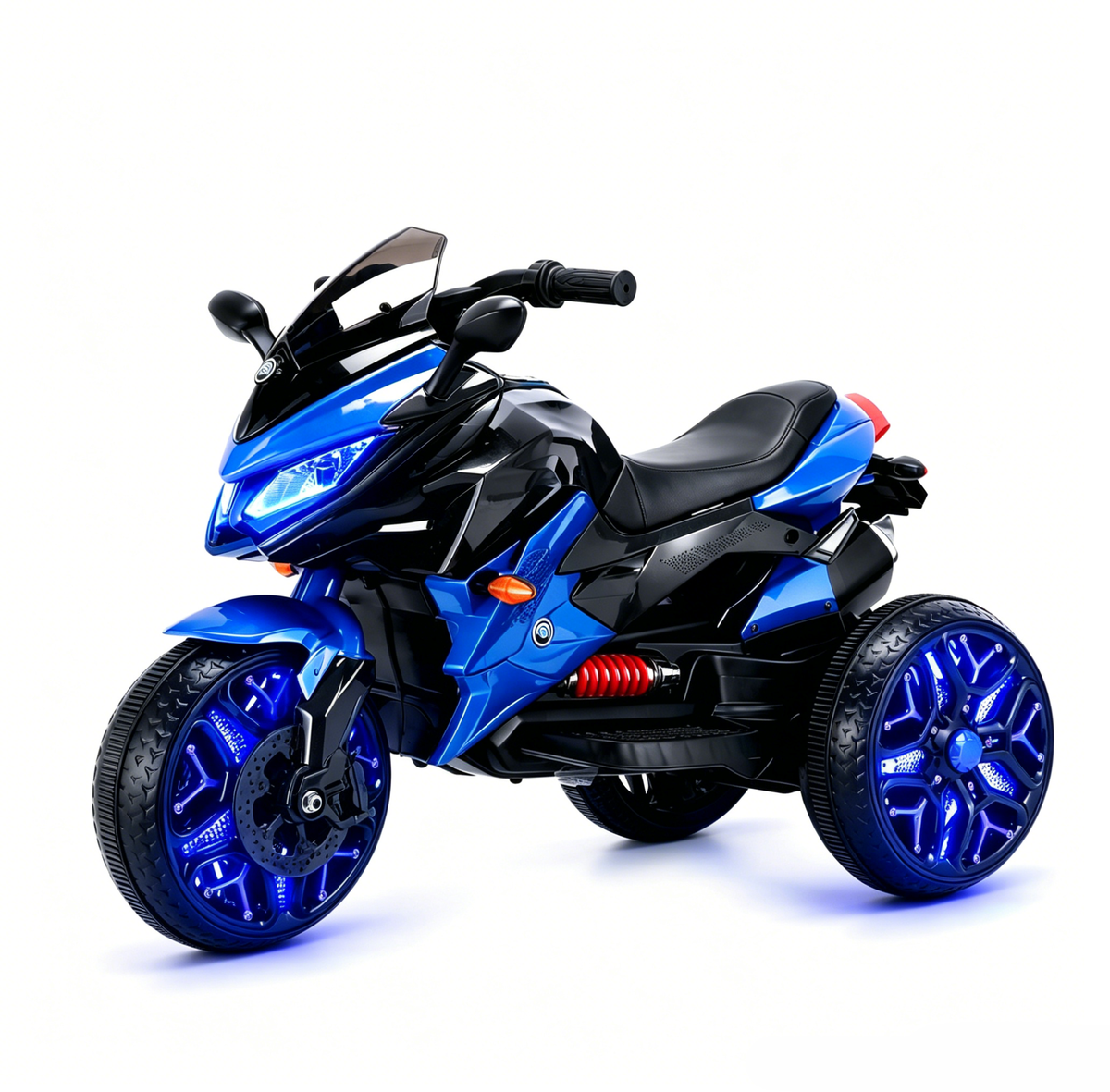 Kids Motorcycle Ride-On Motorcycle 3-Wheels Battery Powered Motorbike  Rechargeable 12 V kids  ride on toy with PU seat Training  Wheels/manual throttle/ drive by hand /Lighting  wheels