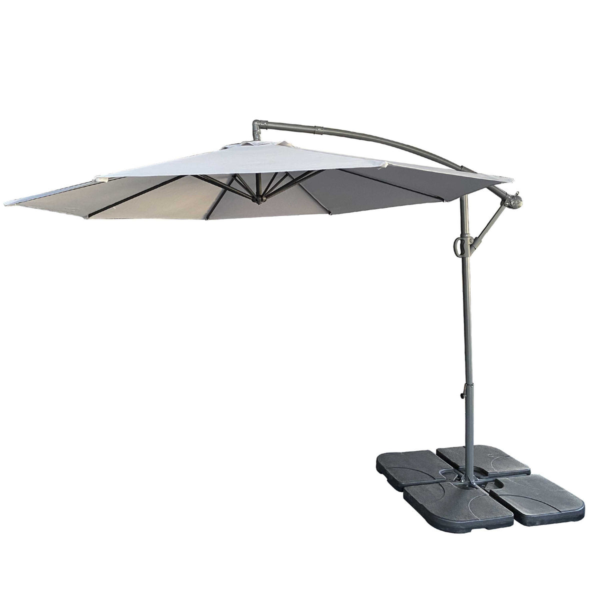 10 ft Offset Cantilever Patio Umbrella with Crank and Tilt Adjustment for Pool, Deck, and Garden, Gray