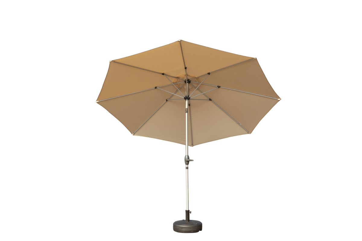 10FT Patio Umbrella, Outdoor Table Umbrella with Push Button Tilt and Crank, UV Protection Waterproof Market Sun Umbrella with 8 Sturdy Ribs for Garden, Deck, Backyard (Beige) –Base Not Included