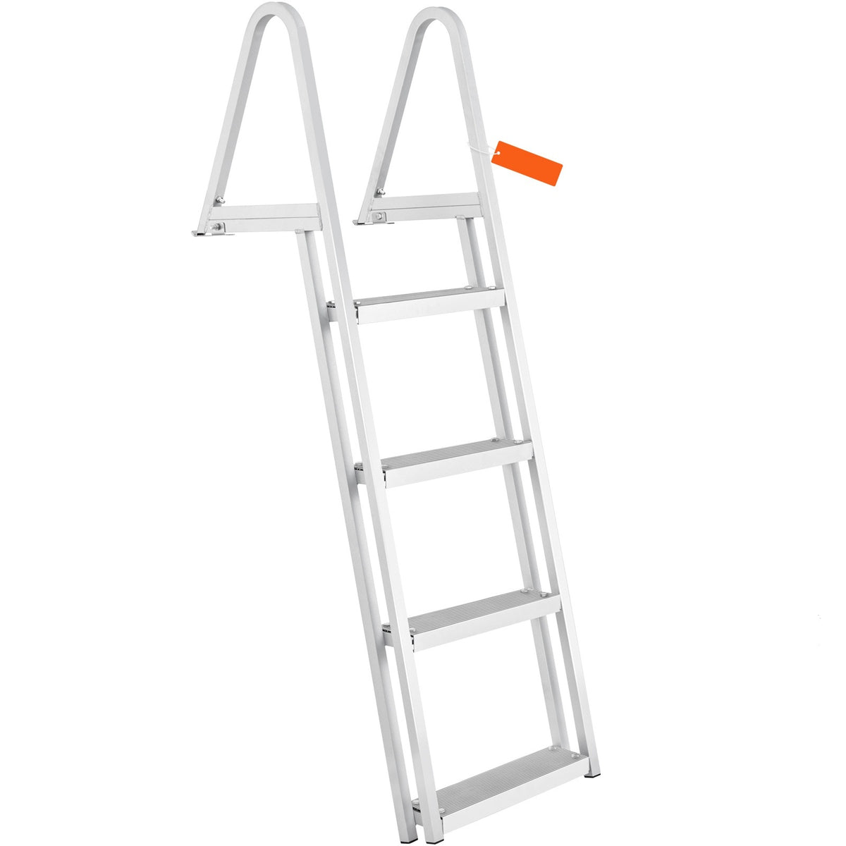 Dock Ladder, Removable 4 Steps, 350 lbs Load Capacity, Aluminum Alloy Pontoon Boat Ladder with 4'' Wide Step & Nonslip Rubber Mat, Easy to Install for Ship/Lake/Pool/Marine Boarding