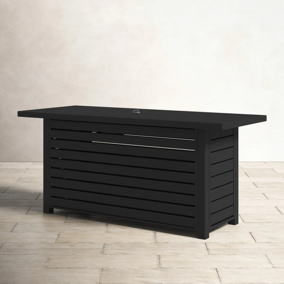 Outdoor Steel Propane/Natural Gas Fire Pit Table with Lid and Black Finish