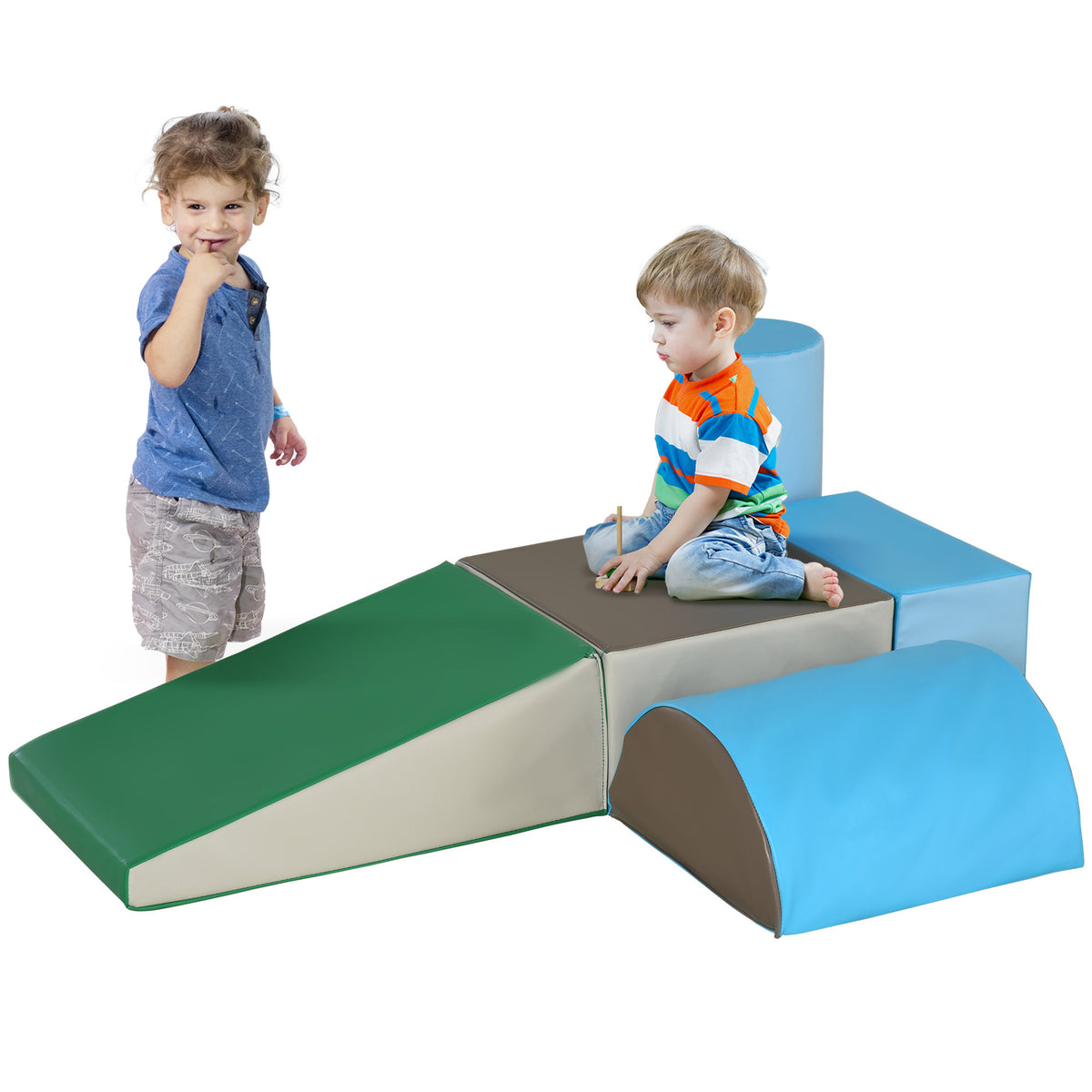 5 Piece Climb and Crawl Activity Play Set, Baby Soft Play Set, Foam Climbing Blocks for Toddlers, Kids Preschooler Indoor Play Equipment Multicolor