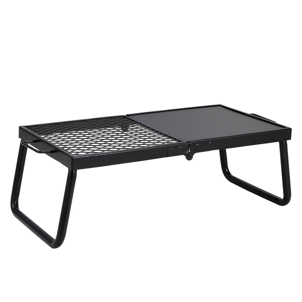 Folding Campfire Grill, Heavy Duty Steel Mesh Grate, 22.4' Portable Camping Grates Over Fire Pit, Camp Fire Cooking Equipment with Legs Carrying Bag, Grilling Rack for Outdoor Open Flame Cooking