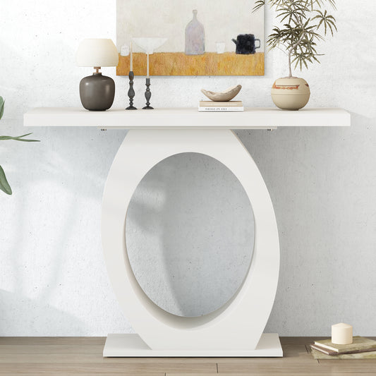 Mirod Stylish Modern Console Table with Egg-Shaped Base,Enhanced Stability and Durability,Sleek Design for Home Decor,Perfect for Living Room or Bedroom