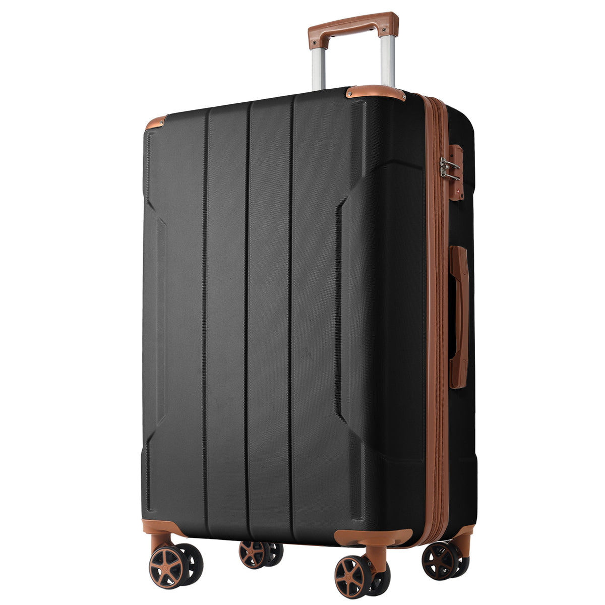 Hardshell Luggage, Lightweight Durable ABS Suitcases with Double Wheels, Expandable 28-inch Checked Luggage 28' (Black Brown)