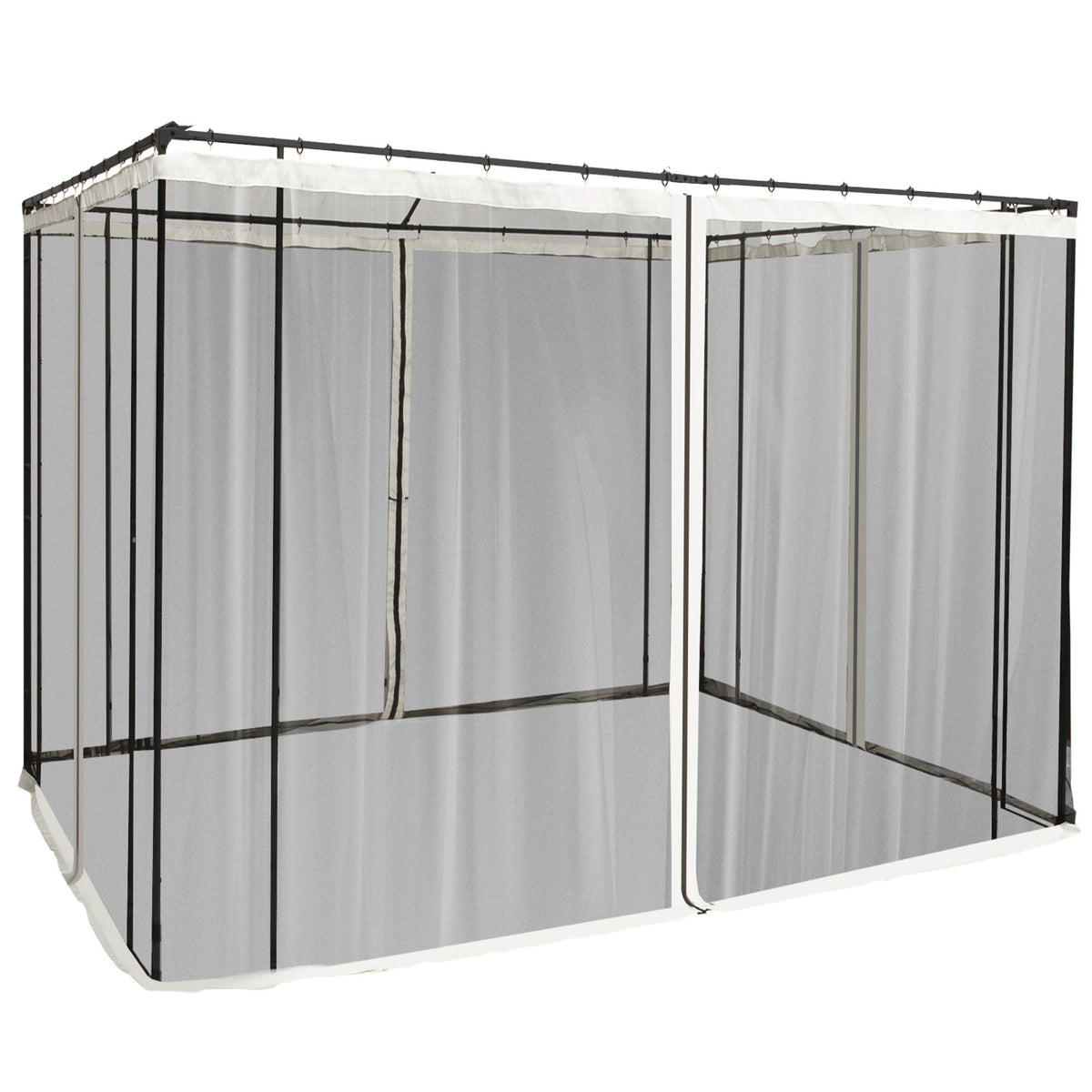 Outsunny 10' x 10' Replacement Mesh Sidewall Netting for Patio Gazebos and Canopy Tents with Zippers (Sidewall Only), Cream