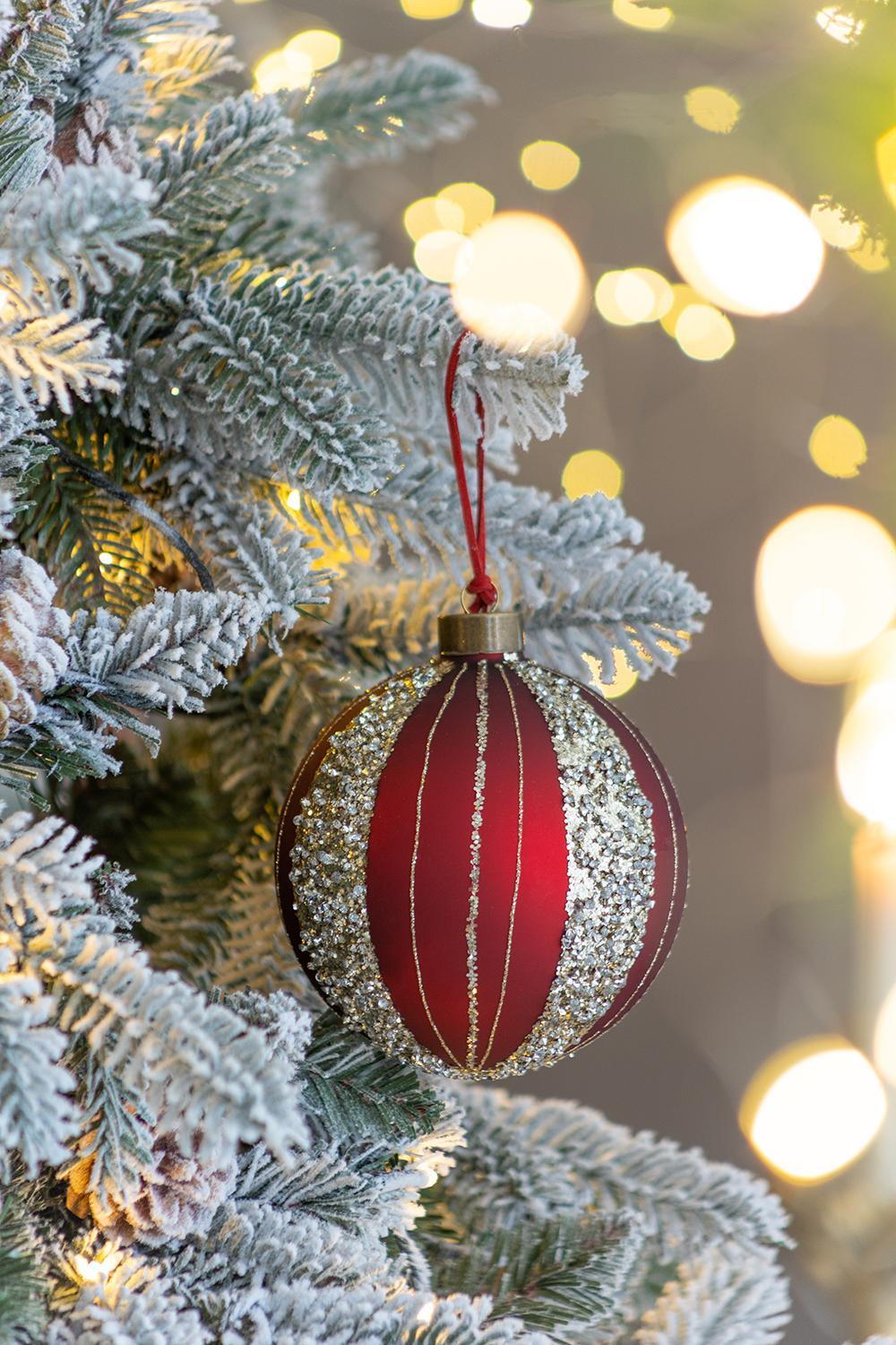 D4.7' Christmas Ball Ornaments, Glass Decorative Hanging Ball Christmas Tree Ornaments for Holiday Party Decorations, Set of 4