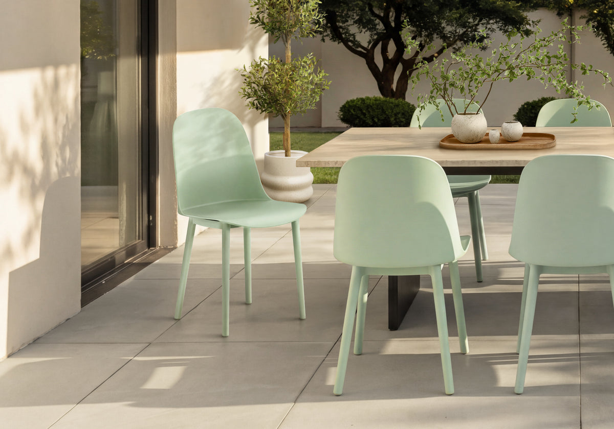 Outdoor Chair, 33'h, Patio Chairs, Set Of 4, Sea Green, Contemporary, Modern