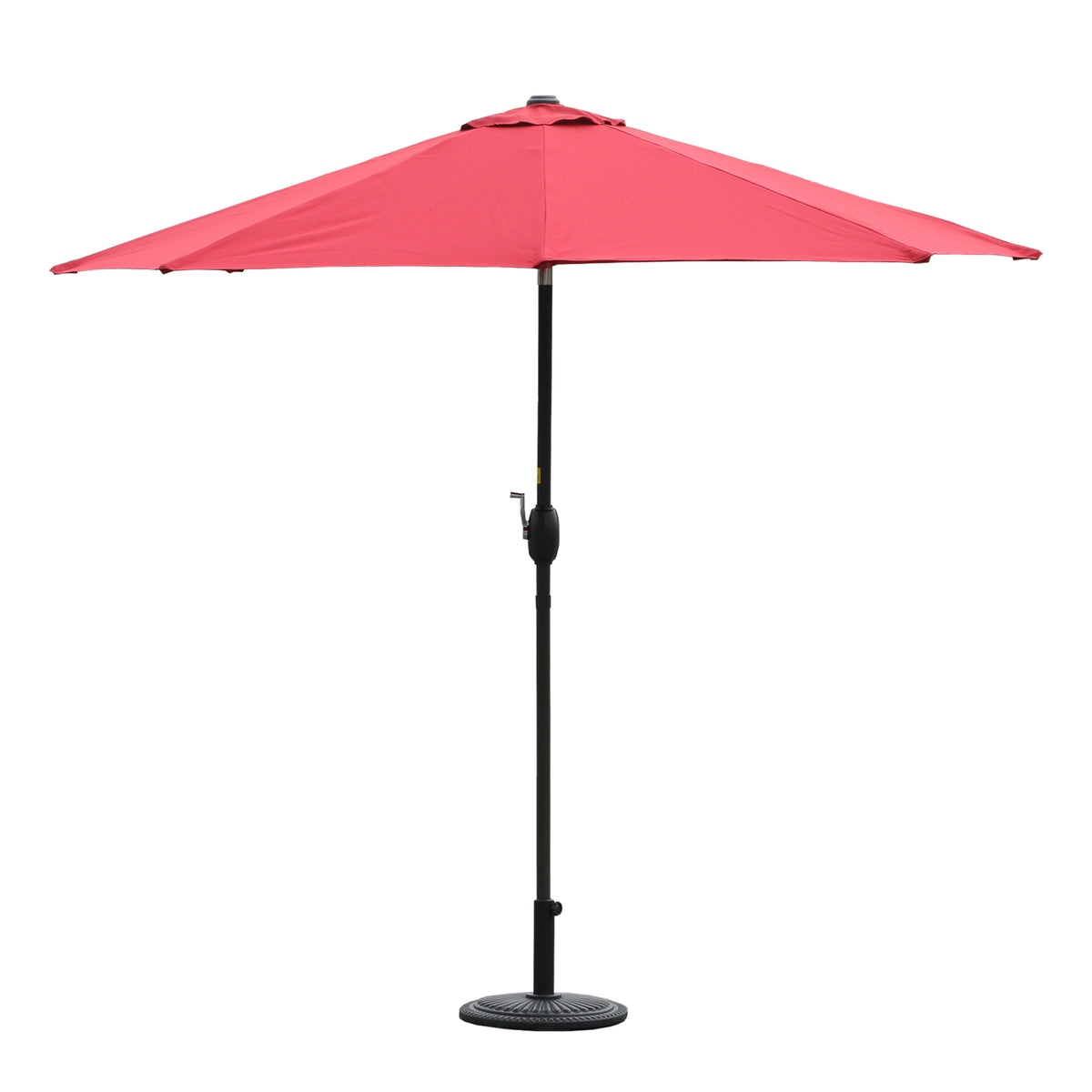 9ft Patio Umbrella Outdoor Market 32 LED Solar Umbrella with Tilt and Crank(Red)