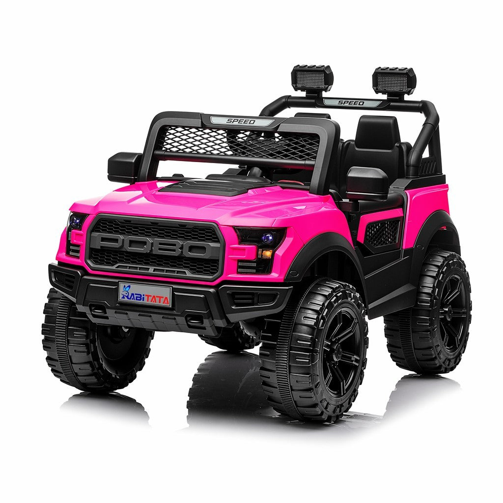 Kids Electric Ride On car, 12V 2 Motors Off Road Toy Car with 2.4G Remote Control, LED Lights, Music Player, Swing Function, 4 Wheel Shock Absorption for 3-8 Year Old Boys Girls