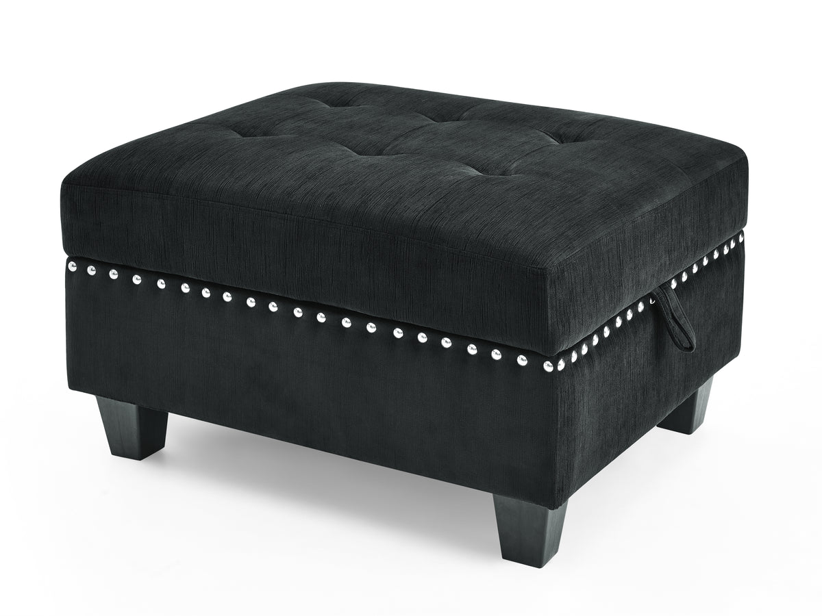 Ottoman  for Modular Sectional,Black Velvet (25.5'x31.5'x19')