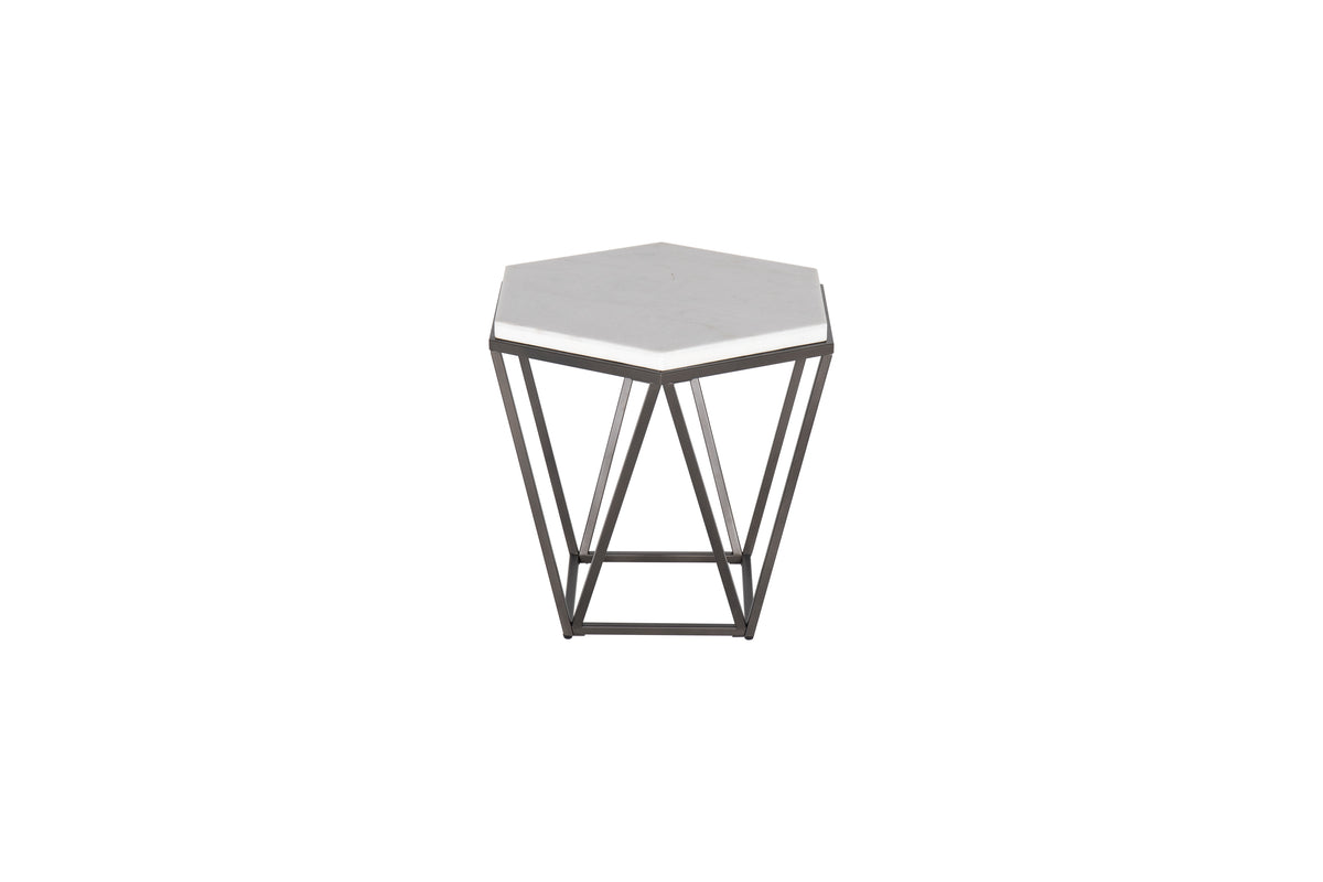 Corvus - End Table With Marble Top Hexagon - White