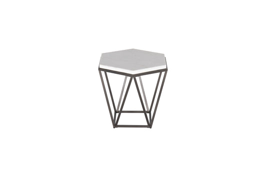 Corvus - End Table With Marble Top Hexagon - White