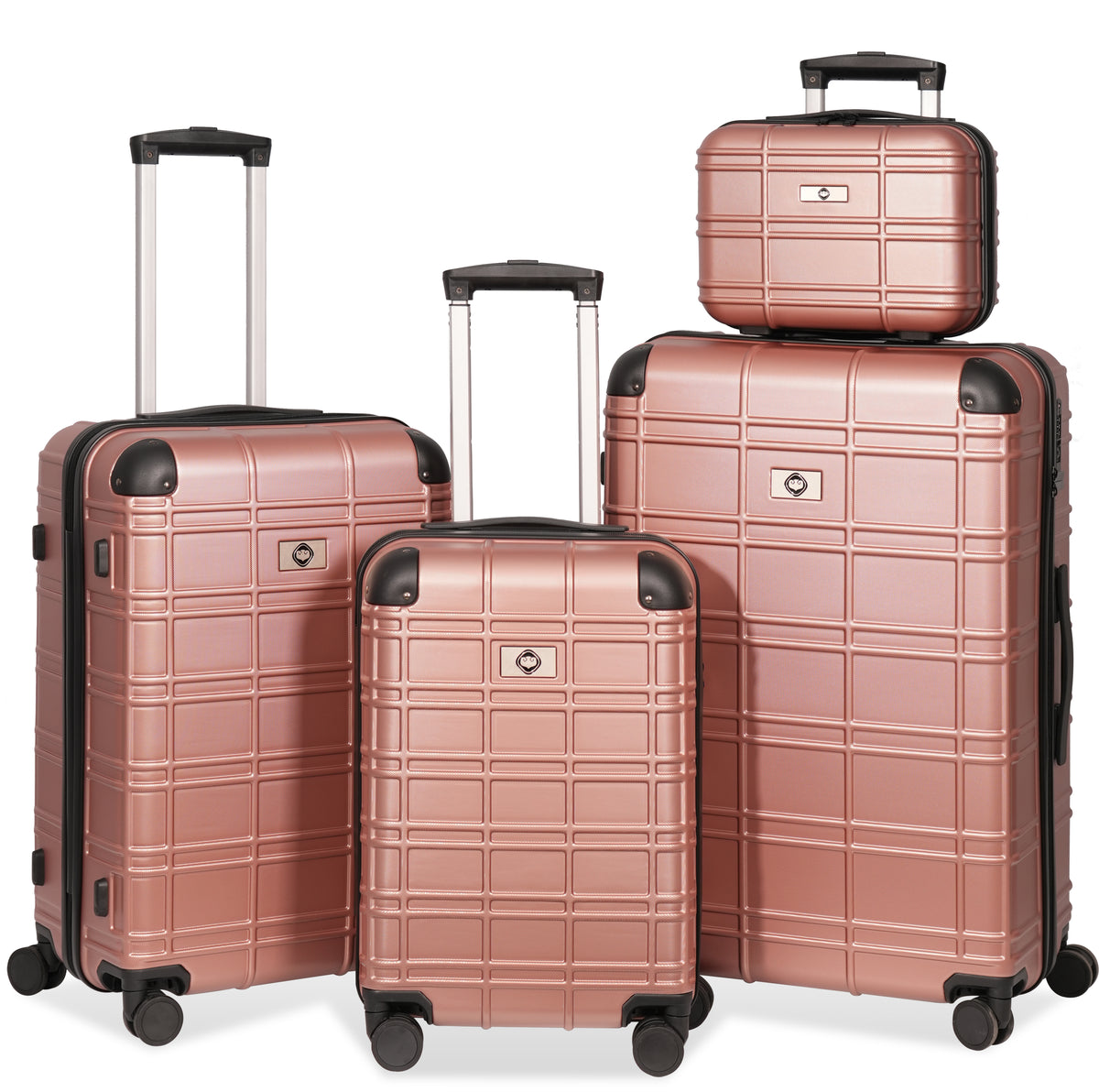 Luggage Sets ABS+PC Hardshell 4pcs  Luggage Hardside Lightweight Durable Suitcase sets Spinner Wheels Suitcase with TSA Lock (12/20/24/28),ROSE GOLD