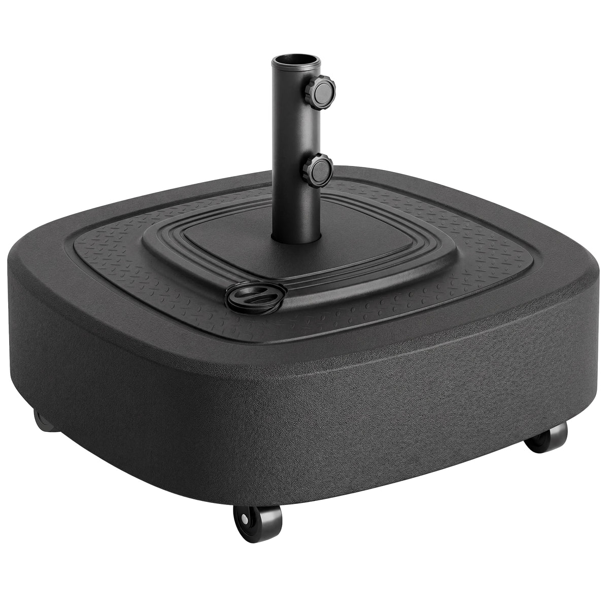 Outsunny Patio Umbrella Base with Wheels, Umbrella Stand with 110 lbs. Sand or 86 lbs. Water Filled, Outdoor Umbrella Stand Holder for 1.5'/1.9' Poles for Lawn, Poolside, Black