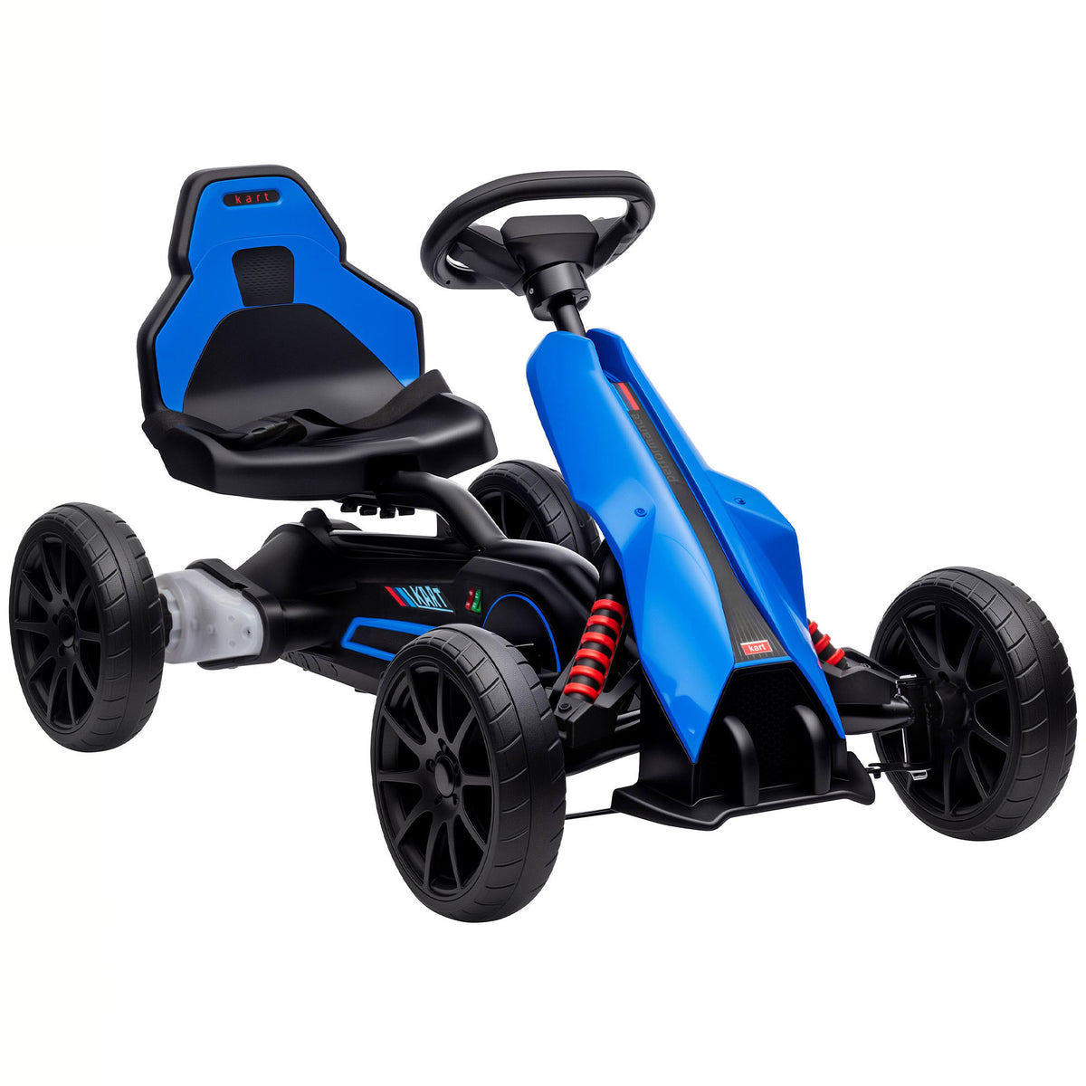Aosom 12V Electric Go Kart for Kids, Outdoor Ride On Toy Battery Powered with EVA Tires, 2 Speeds, Adjustable Seat, Safety Belt, Forward & Backward Drive, Gift for Child 3-8 Years Old, Blue
