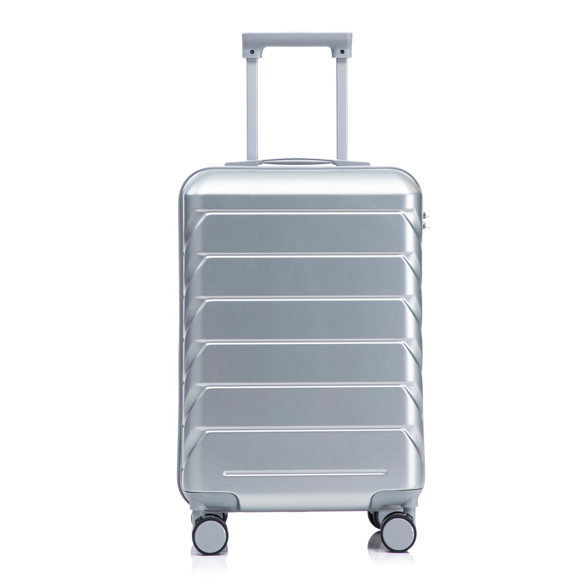 20 Inch Silver ABS Hard Shell Travel Luggage with Scratch Resistant Surface, Four 360° Silent Spinner Wheels, and Digital Combination Lock