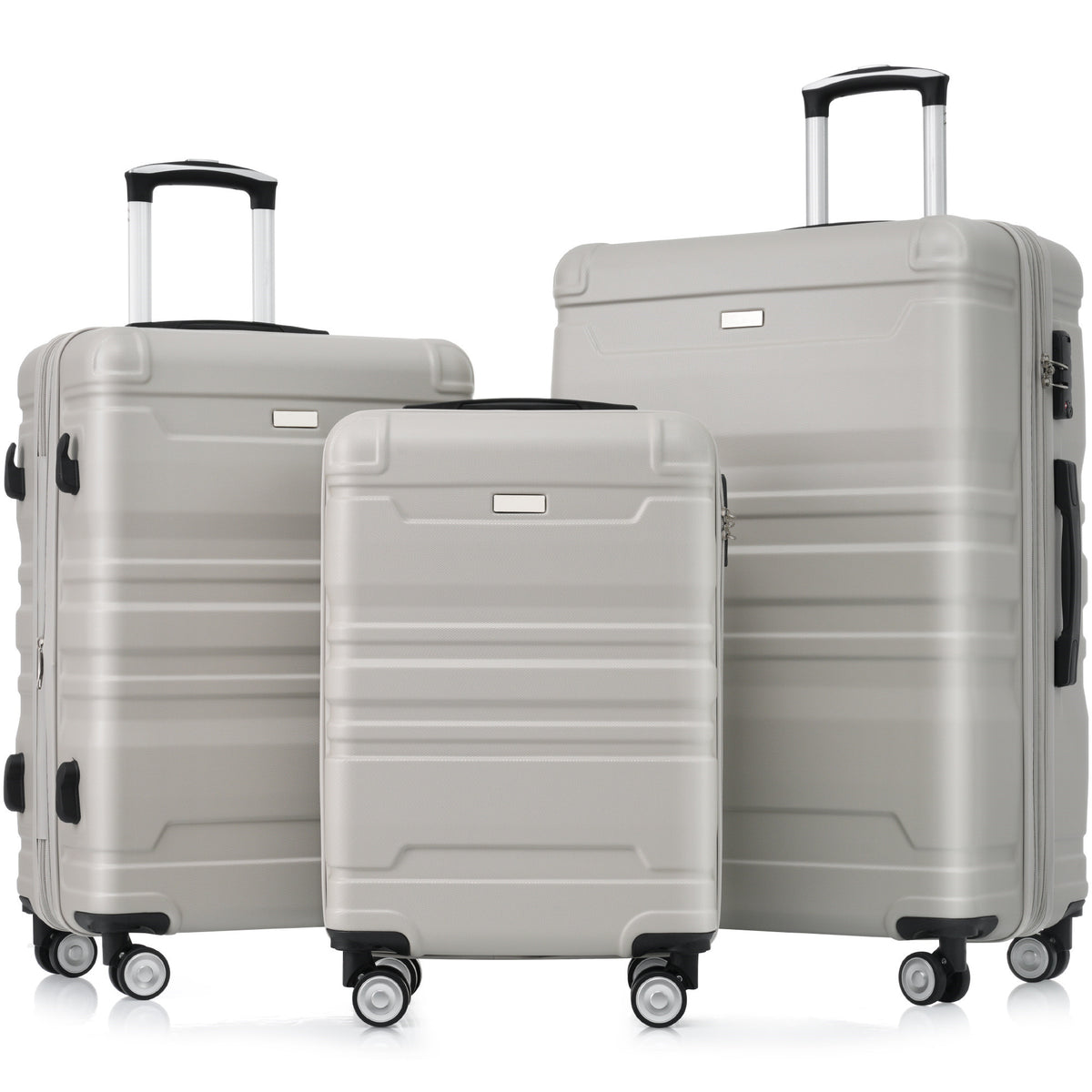 Luggage Sets New Model Expandable ABS Hardshell 3pcs Clearance Luggage Hardside Lightweight Durable Suitcase sets Spinner Wheels Suitcase with TSA Lock 20''24''28''( light grey)