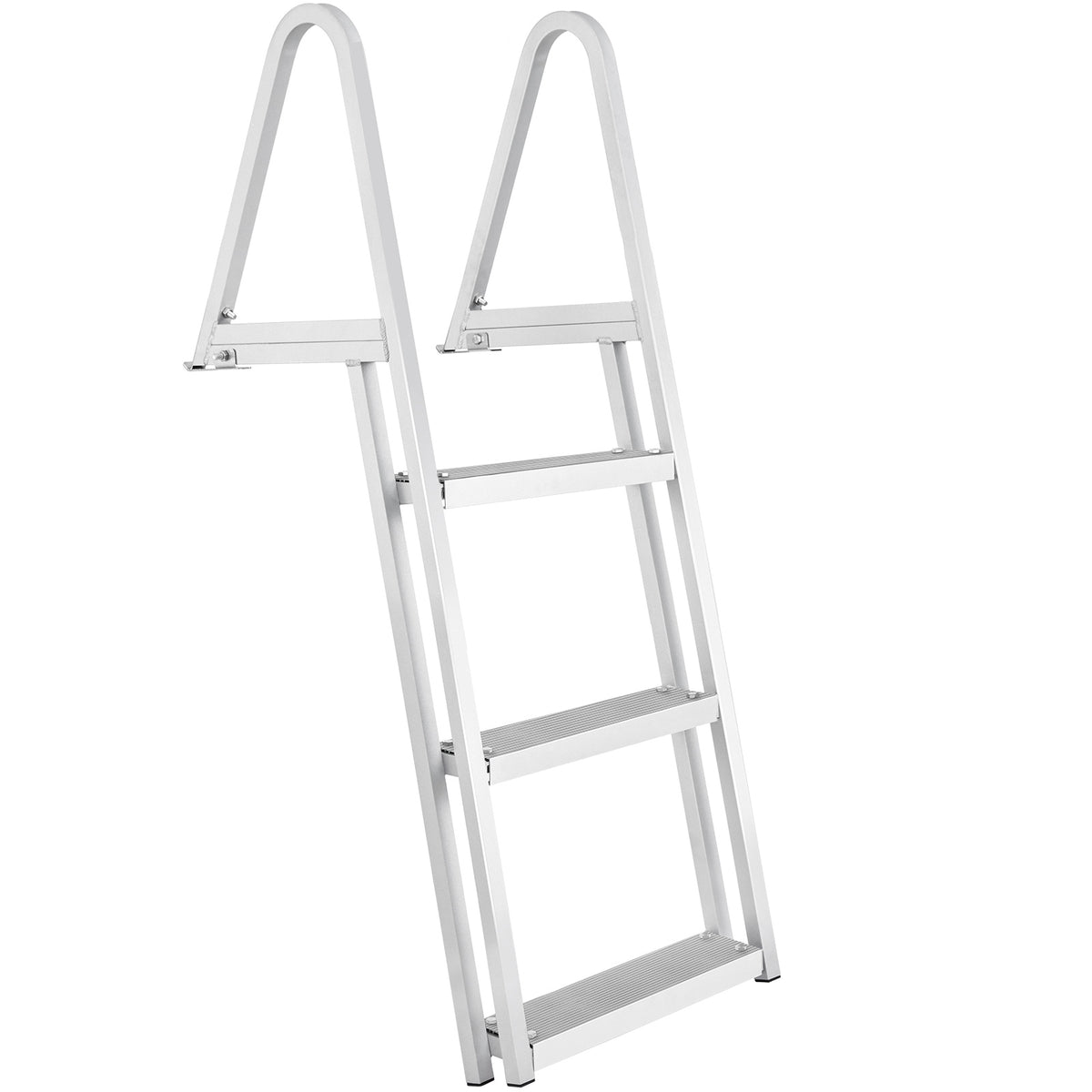 Dock Ladder, Removable 3 Steps, 350 lbs Load Capacity, Aluminum Alloy Pontoon Boat Ladder with 4'' Wide Step & Nonslip Rubber Mat, Easy to Install for Ship/Lake/Pool/Marine Boarding