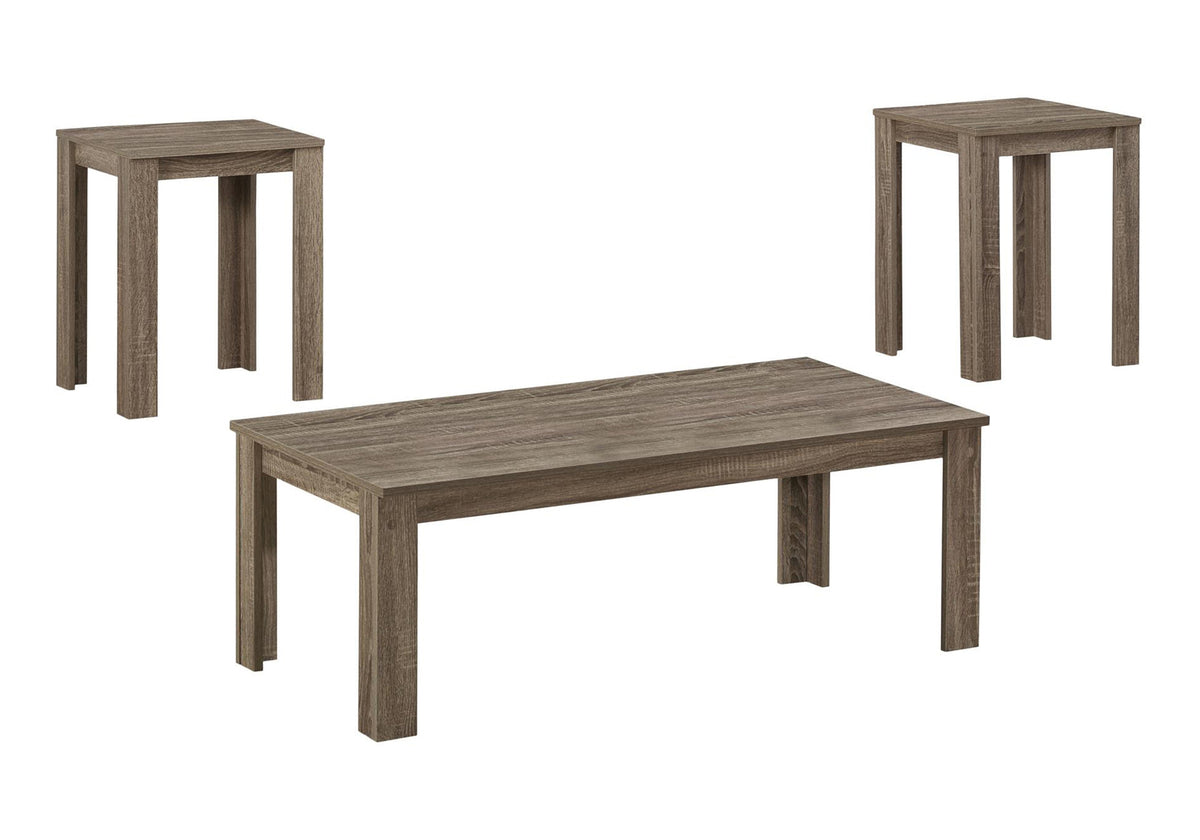 Table Set, 3pcs Set, Coffee, End, Side, Accent, Living Room, Brown Laminate, Transitional