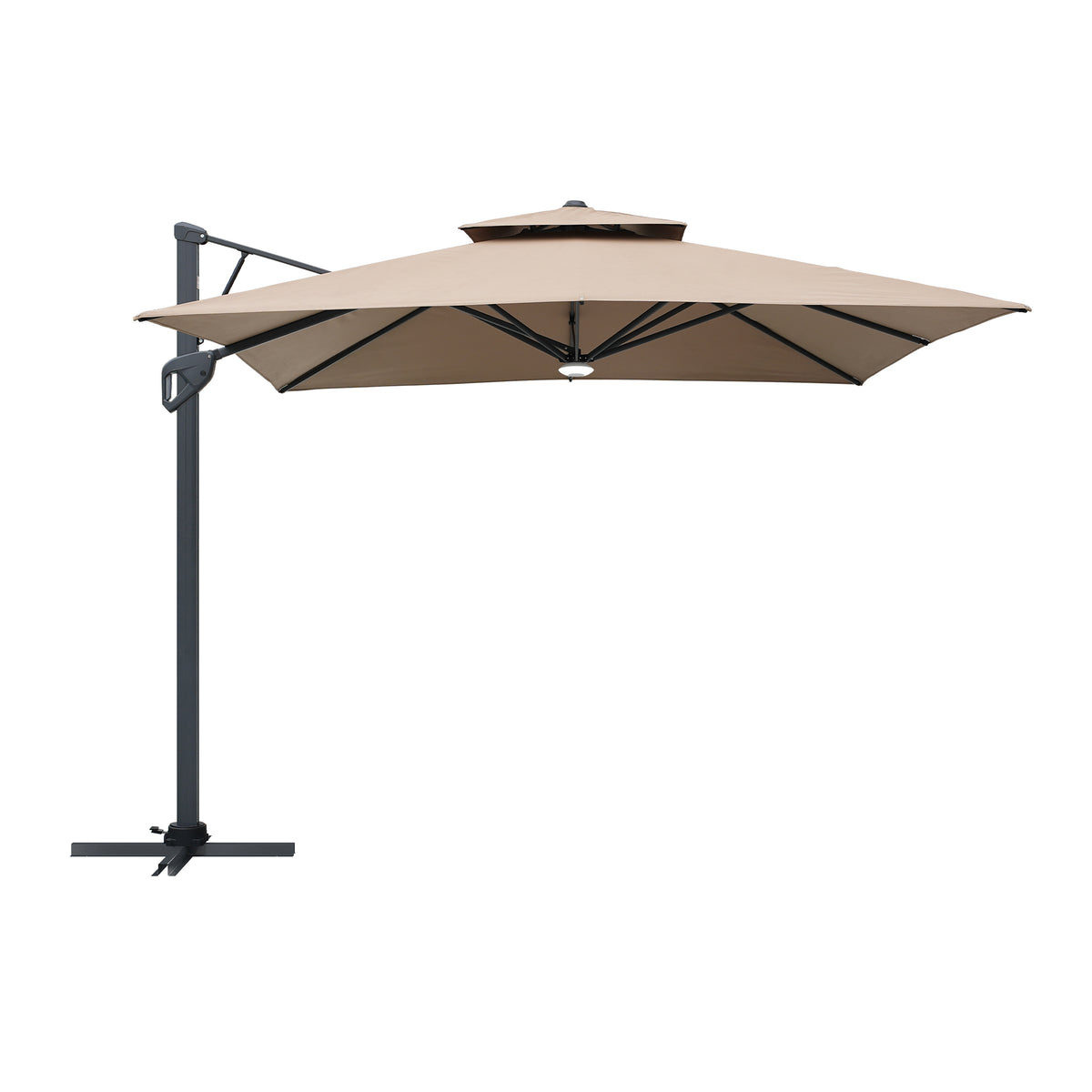 10x10ft pneumatic lever Cantilever Umbrella with Bluetooth Speaker & Lighting (Without Base)