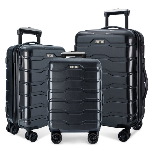 Luggage 3 Piece Sets with Spinner Wheels ABS+PC Lightweight TSA Lock (20'/24'/28'), Polka Dot