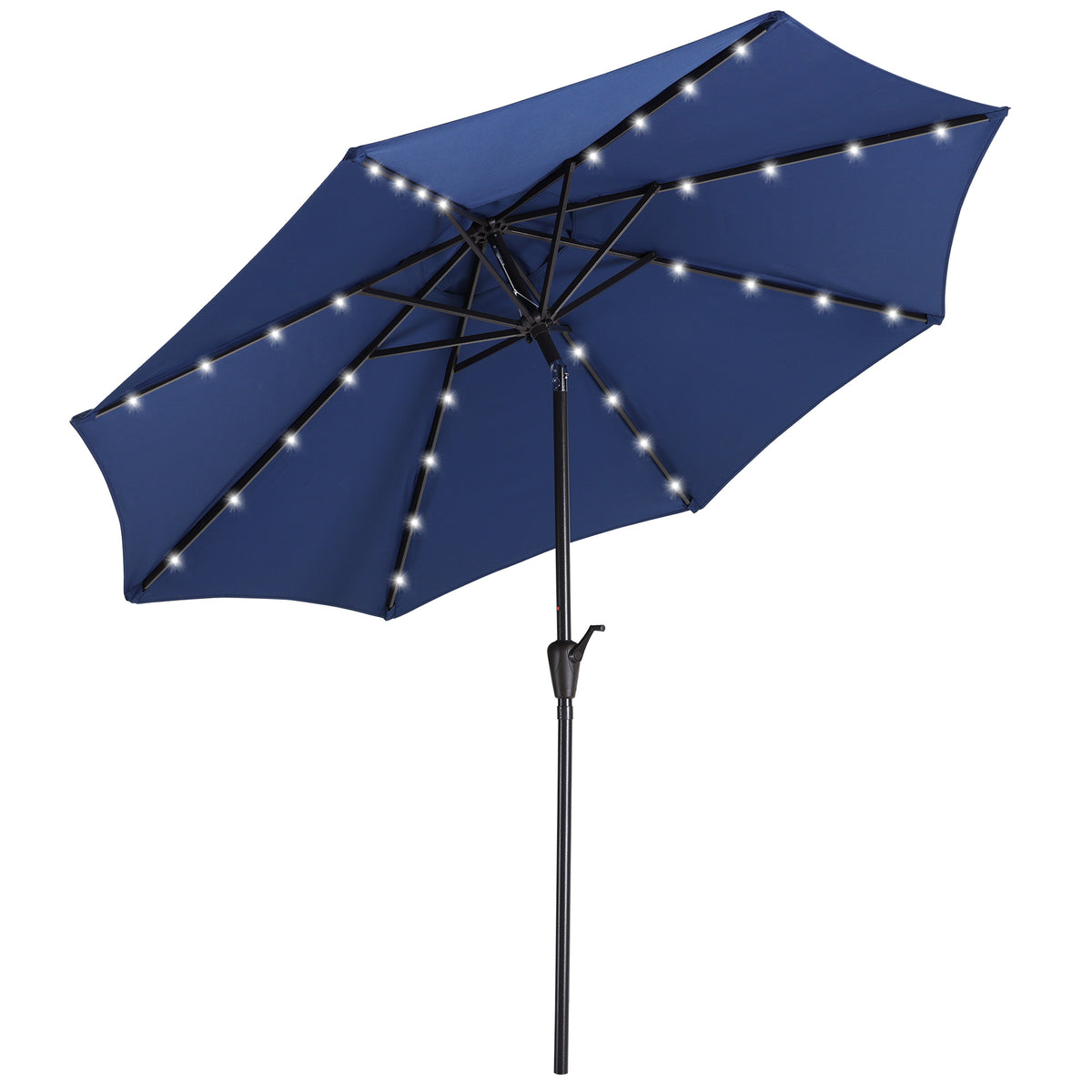 9Ft Patio Umbrella with 32 LED Solar Lights(Blue)