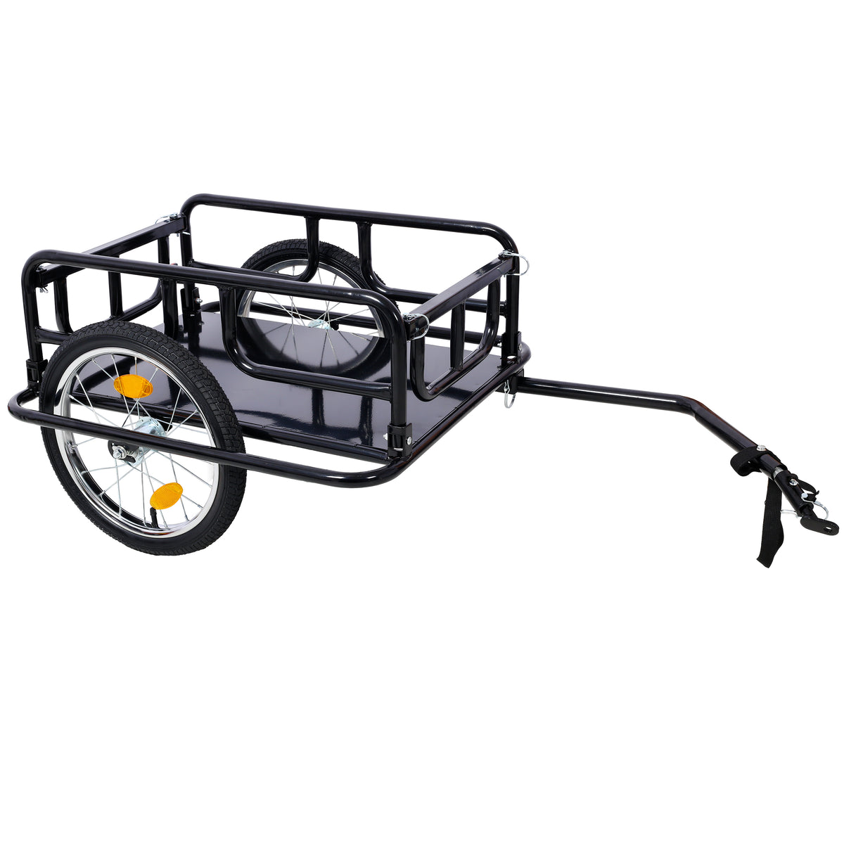 Foldable Bike Cargo Trailer with Universal Bike Hitch, Bicycle Wagon Trailer with 16' Wheels & Reflectors, Large Loading Bike Trailer Storage Cart