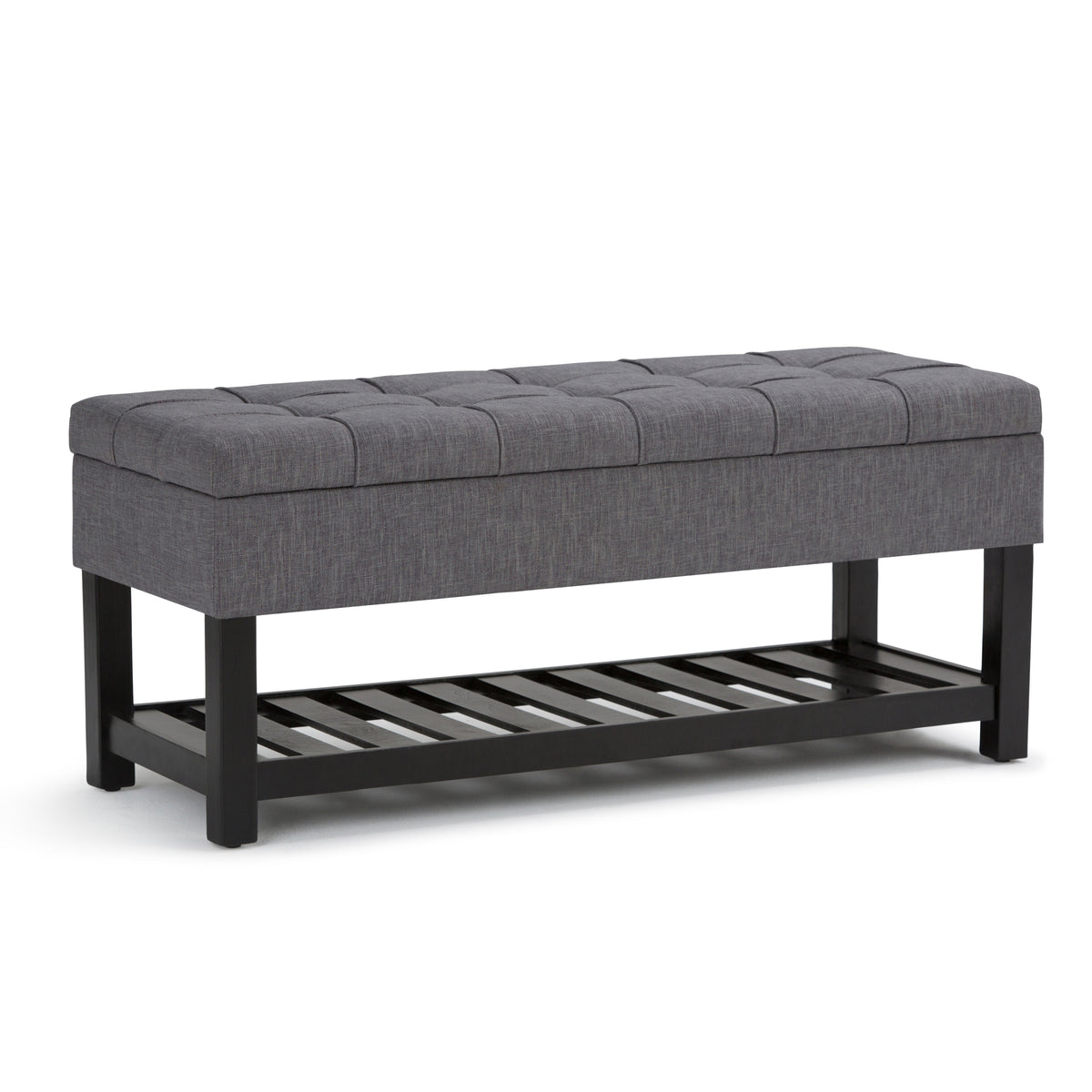 Saxon - Storage Ottoman Bench - Slate Grey
