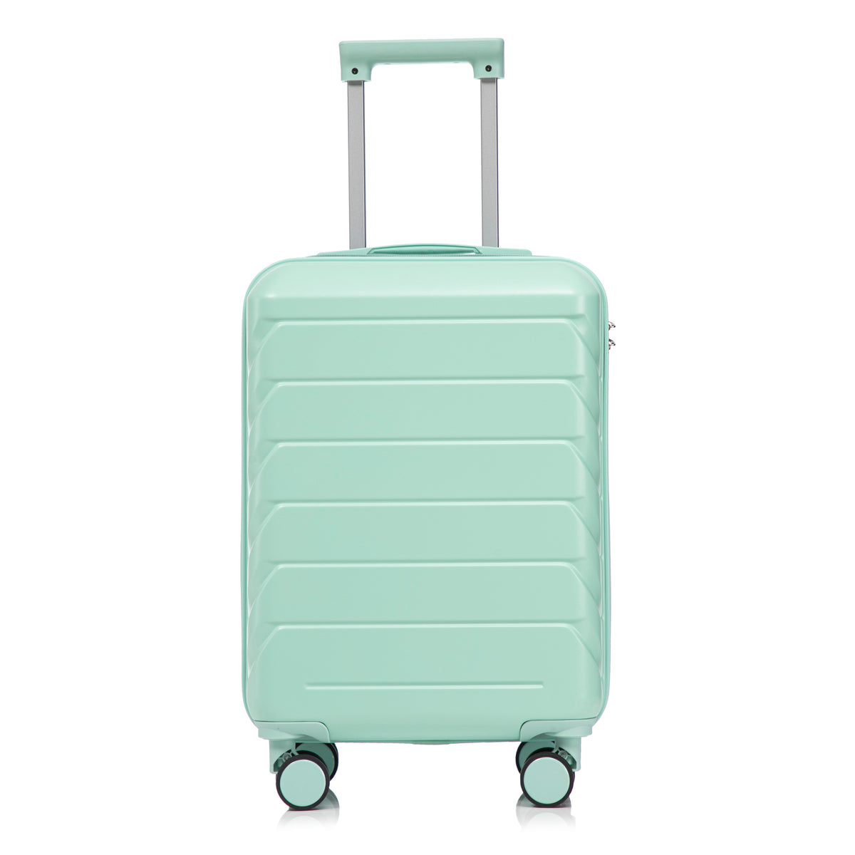 Mint Green 20 Inch ABS Hard Shell Travel Luggage with Scratch Resistant Surface, Four Multi-Directional Wheels and Combination Lock