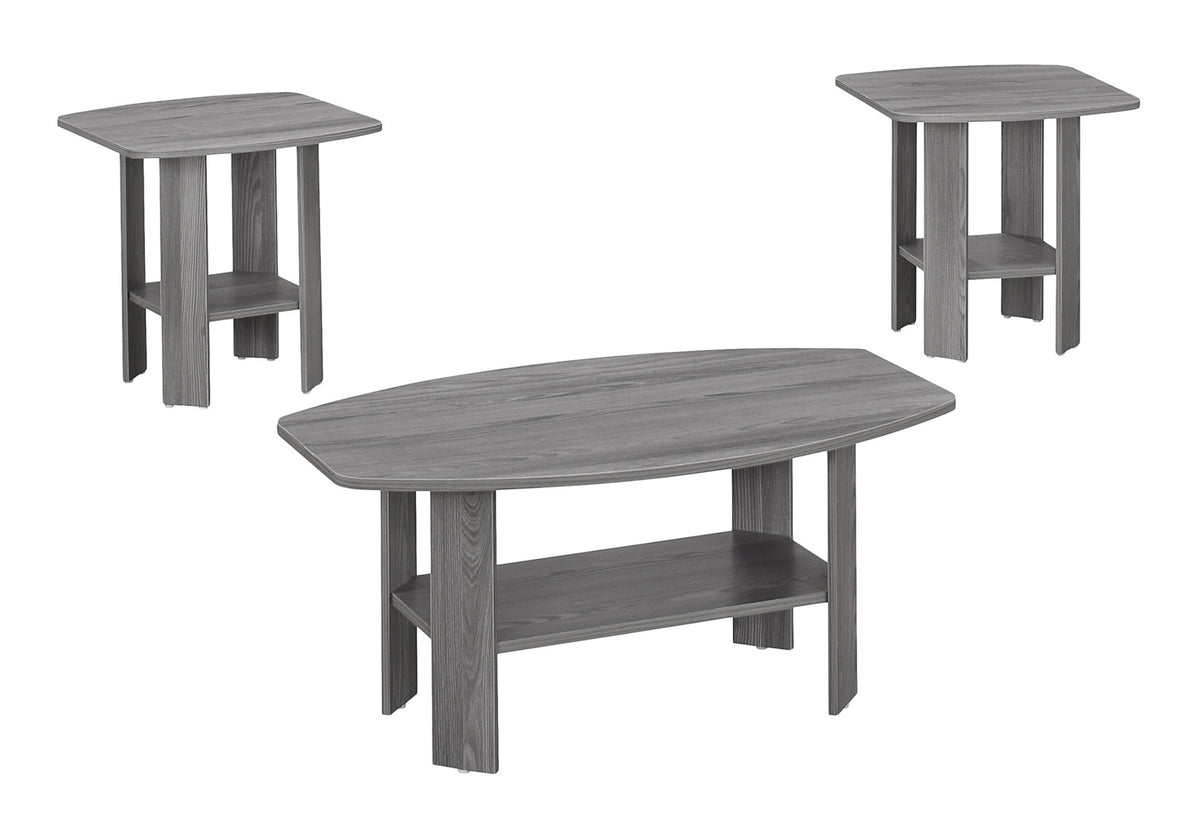 Table Set, 3pcs Set, Coffee, End, Side, Accent, Living Room, Grey Laminate, Transitional